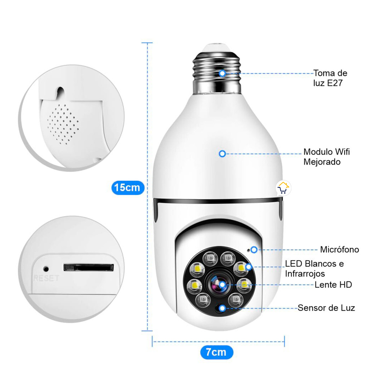 Miniatura 7 de Camara Seguridad IP Bombillo Wifi 8177QT